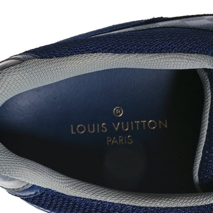 Louis Vuitton Calfskin Suede Damier Run Away Sneakers 10 Blue 8 of 8