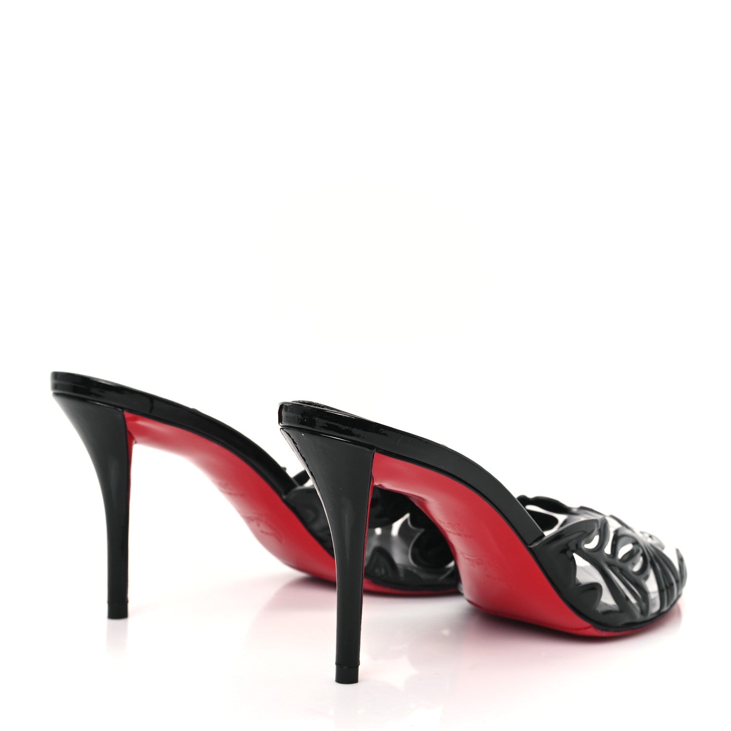 Christian Louboutin Nappa PVC Apostropha Petunia 80 Mules 39.5 Black 5 of 9