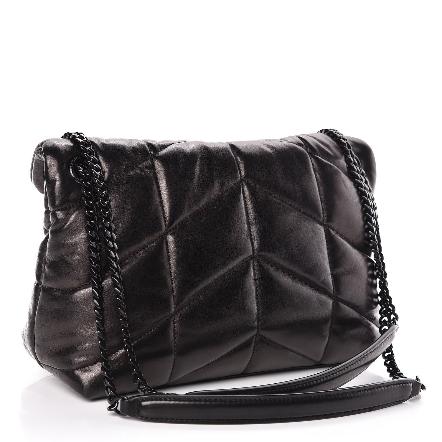 Saint Laurent Lambskin Quilted Small Loulou Puffer Monogram Chain Satchel Black 3 of 10