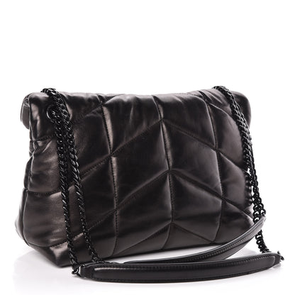 Saint Laurent Lambskin Quilted Small Loulou Puffer Monogram Chain Satchel Black 3 of 10