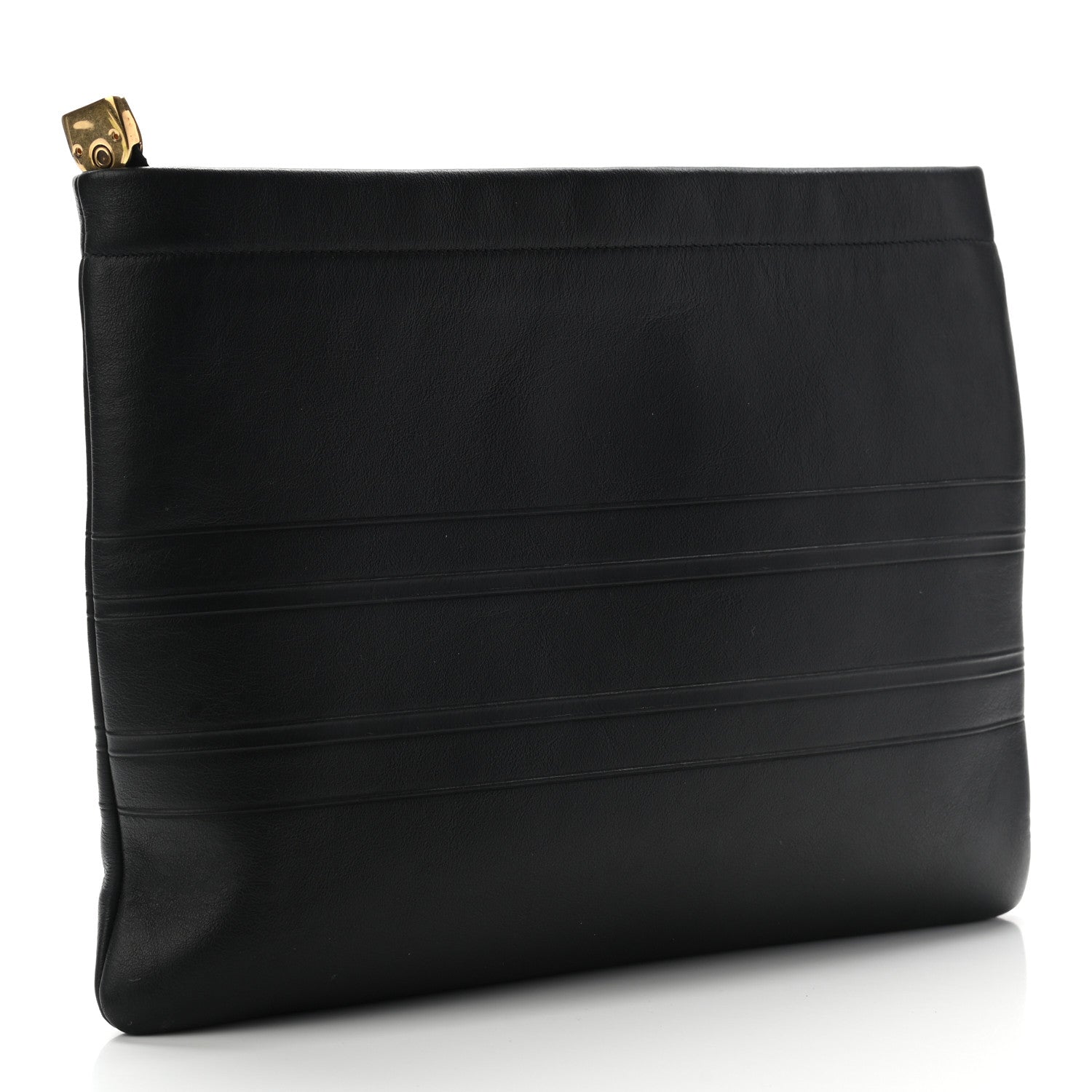 Christian Dior Calfskin Medium Diordouble Zip Pouch Black 3 of 9