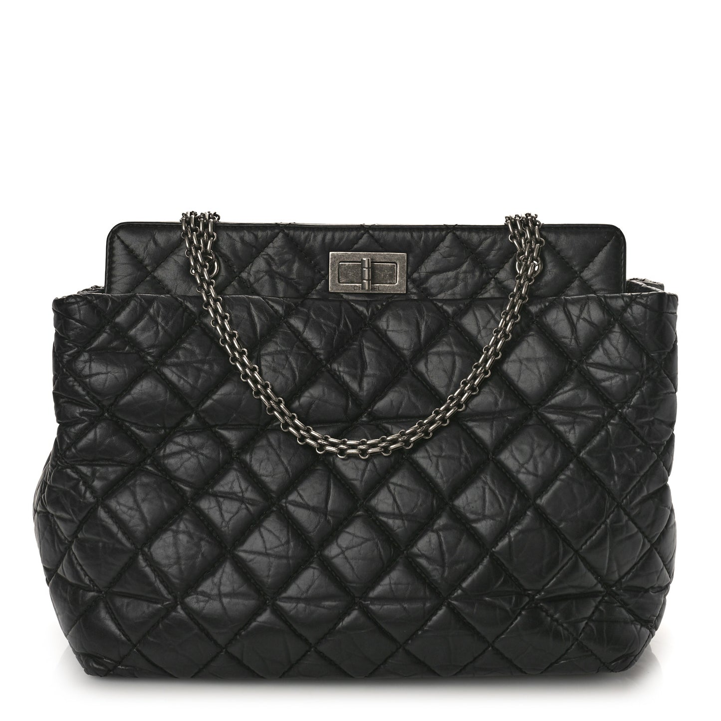 Aged Calfskin Quilted Reissue 2.55 Tote Black