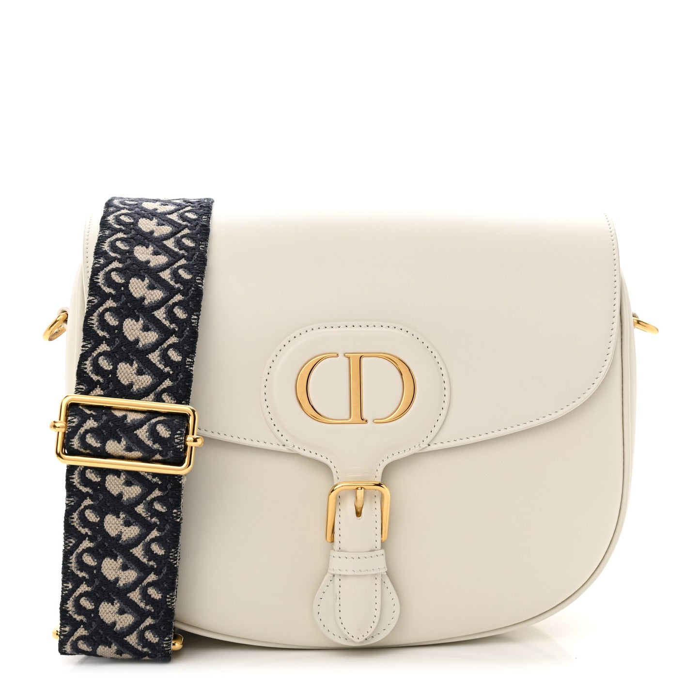 Box Calfskin Large Bobby Flap White