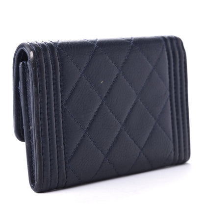Chanel Calfskin Quilted Boy Flap Card Holder Wallet Blue 3 of 9