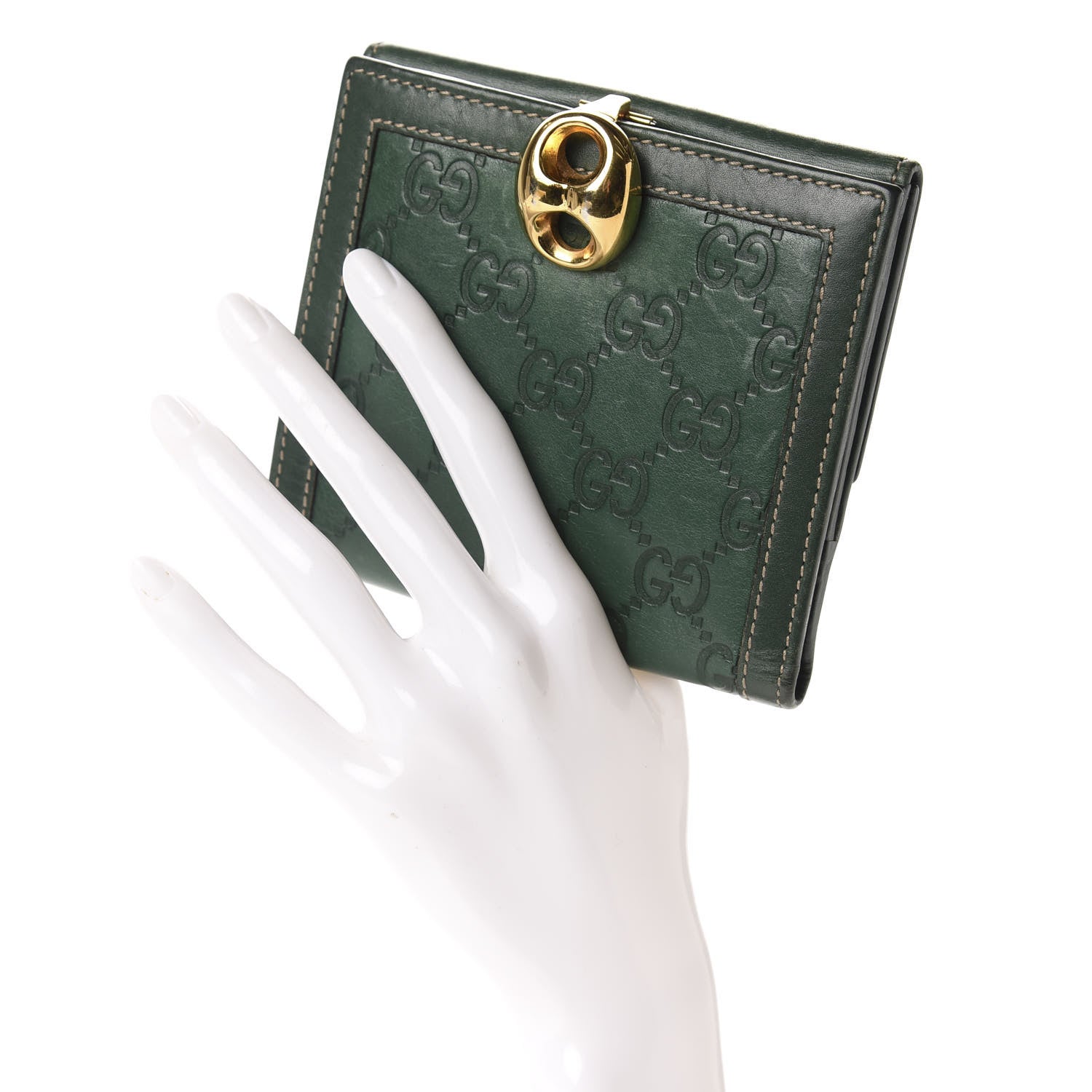 Gucci Guccissima Wave French Wallet Boston Green 2 of 7