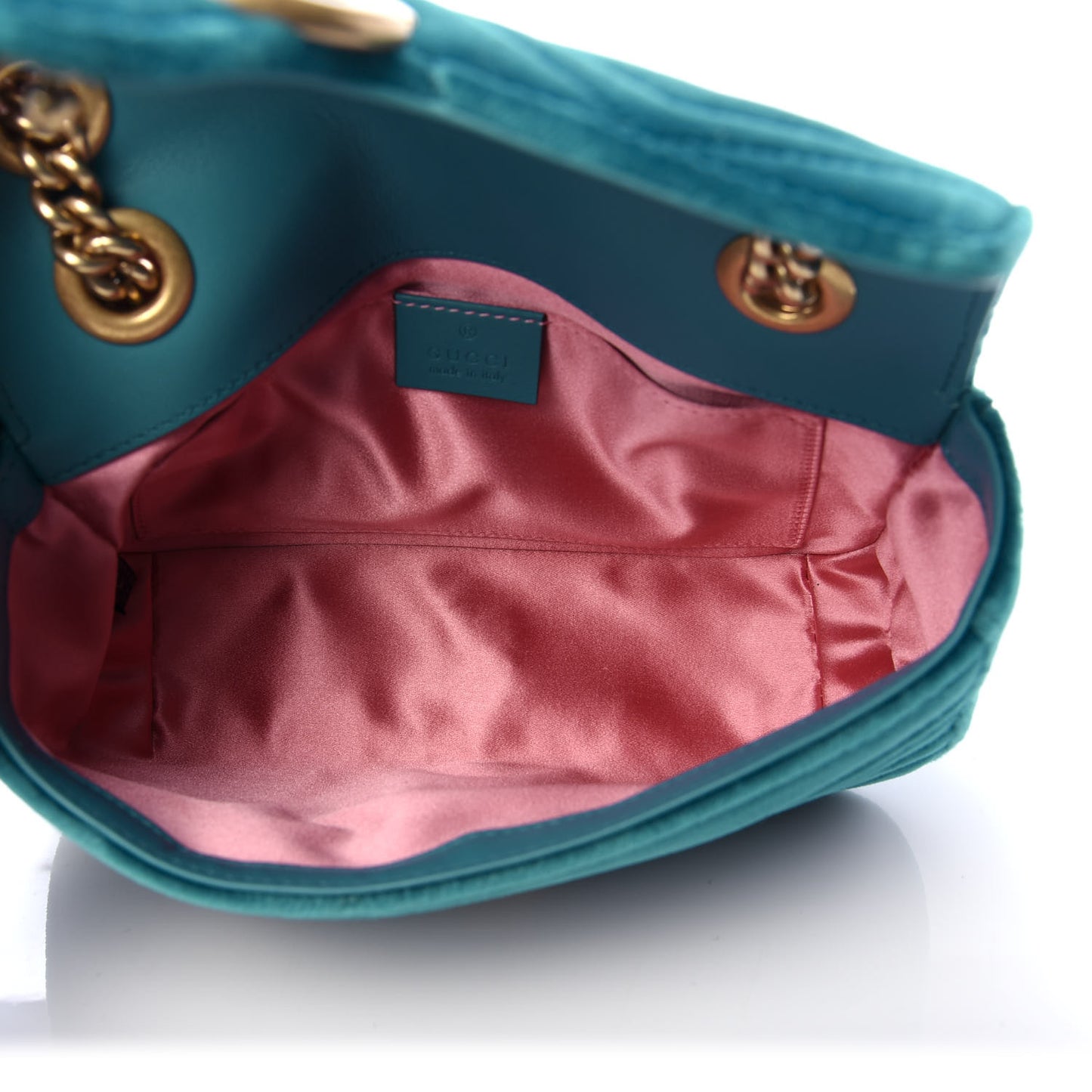 Velvet Matelasse Mini GG Marmont Shoulder Bag Pavone Cyan