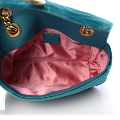 Gucci Velvet Matelasse Mini GG Marmont Shoulder Bag Pavone Cyan 5 of 11