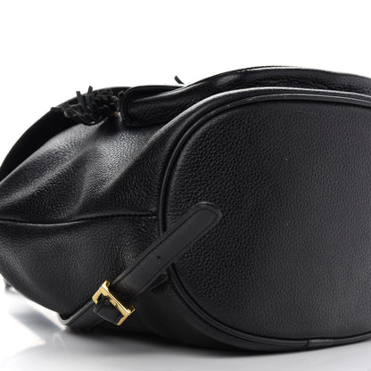 MCM Grained Calfskin Studded Drawstring Backpack Black 10 of 11