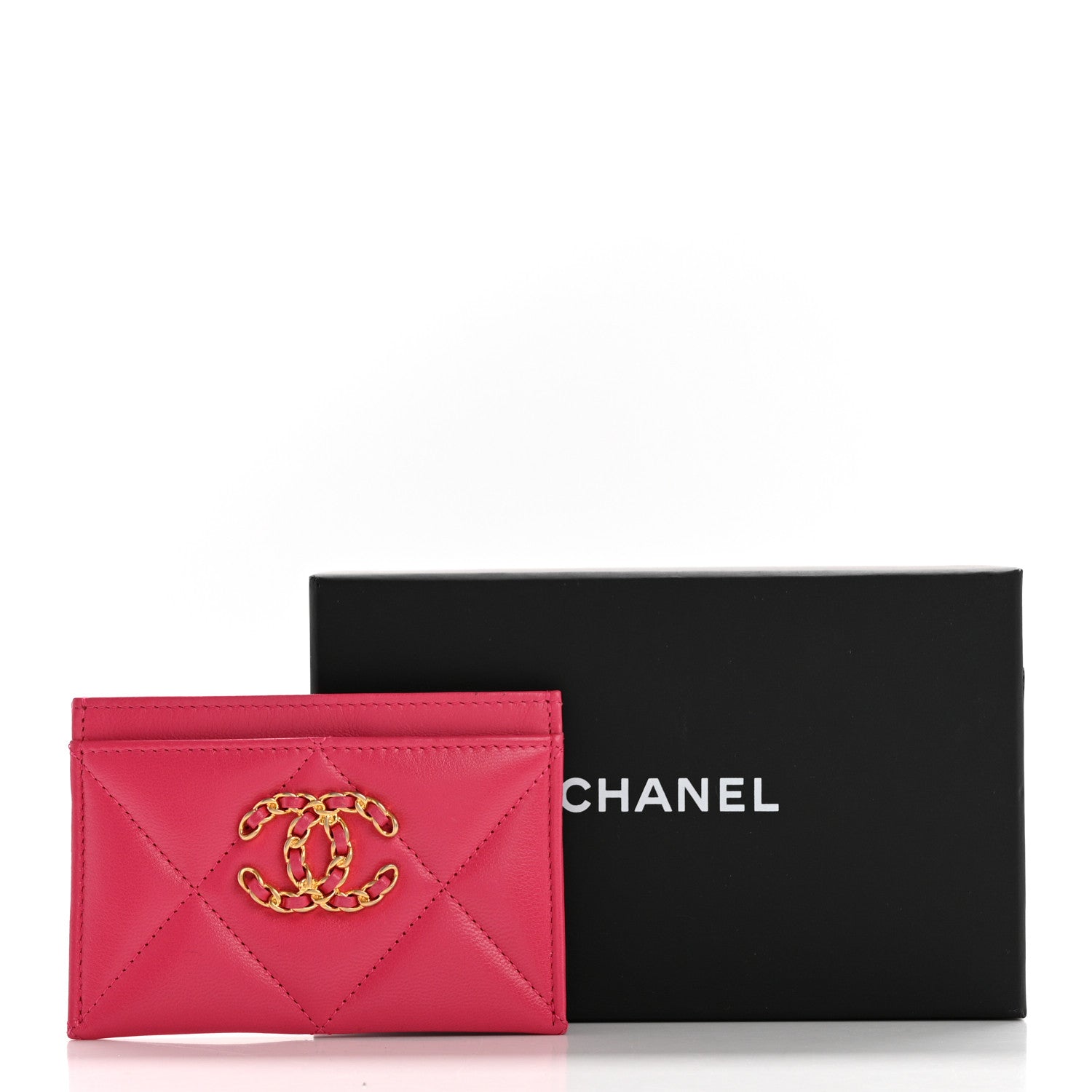 Chanel Shiny Goatskin Quilted 19 Card Holder Dark Pink 13 of 13