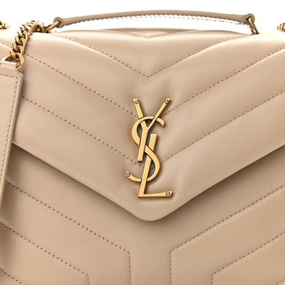 Saint Laurent Calfskin Y Quilted Monogram Small Loulou Chain Satchel Dark Beige 6 of 9