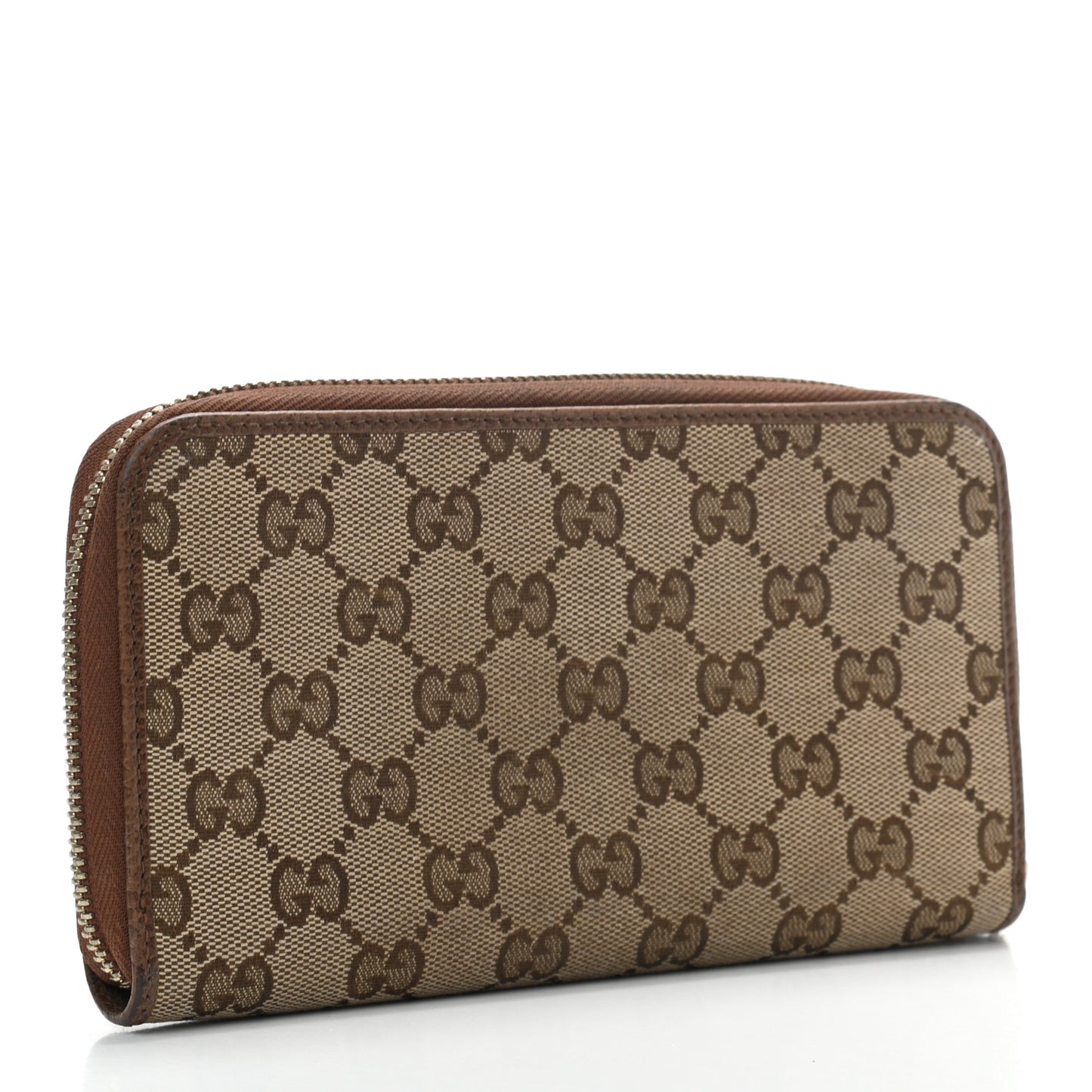 Monogram Dollar Calfskin Zip Around Wallet Beige Ebony Tabacco