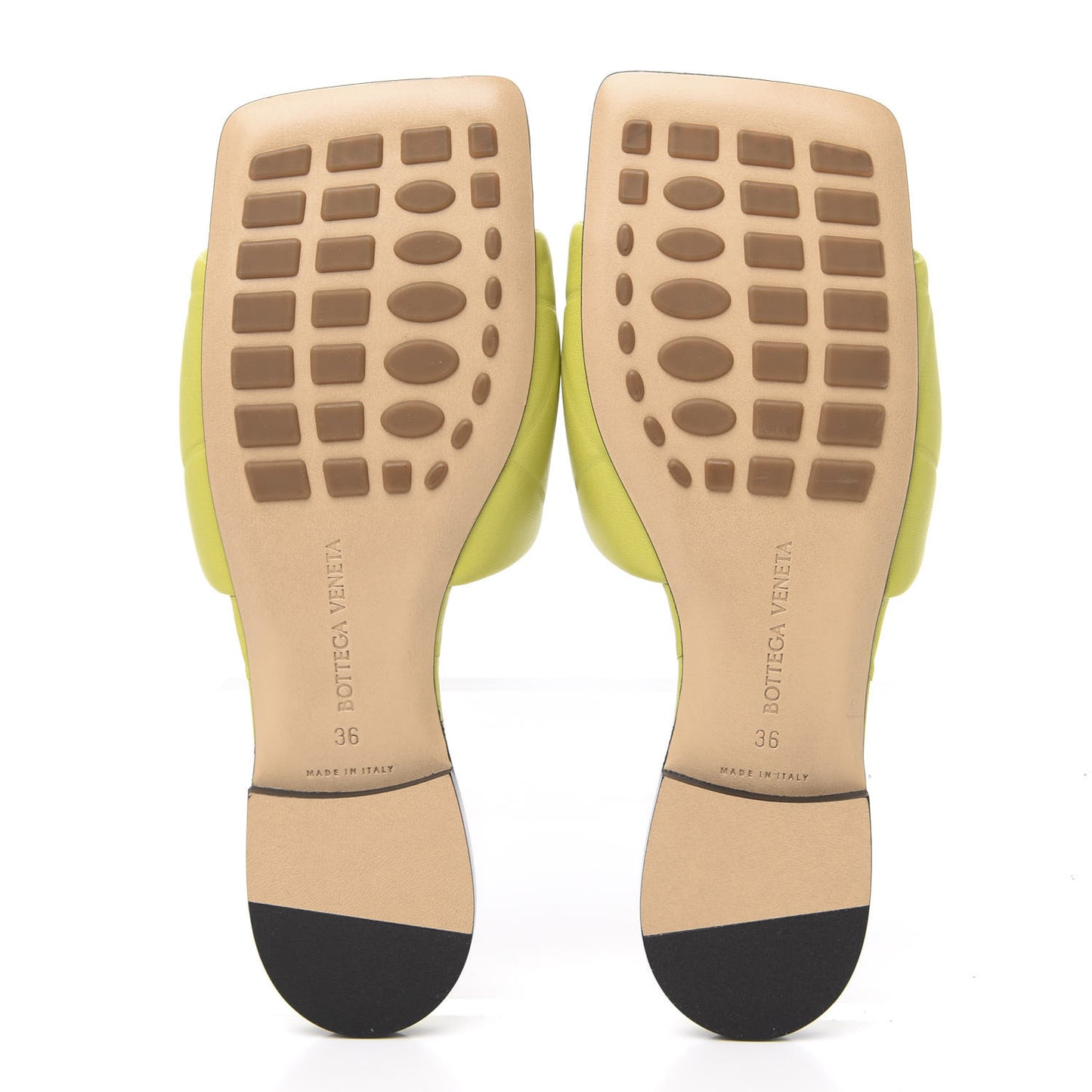 Nappa Quilted Rubber Lido Flat Sandals 36 Kiwi