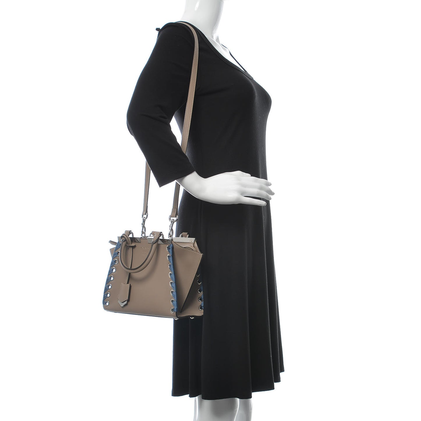 Vitello Dolce Ribbon Lace Up Mini 3Jours Tote Tortora Ceruleo