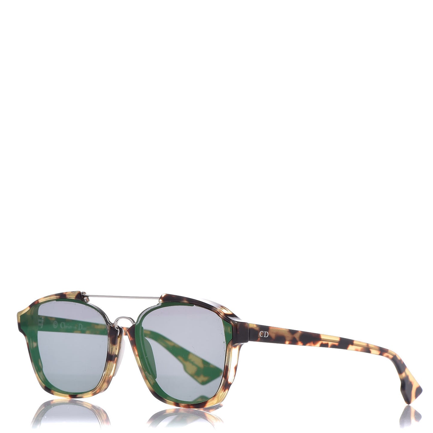 Abstract Square Mirrored Sunglasses Spotted Havana Green