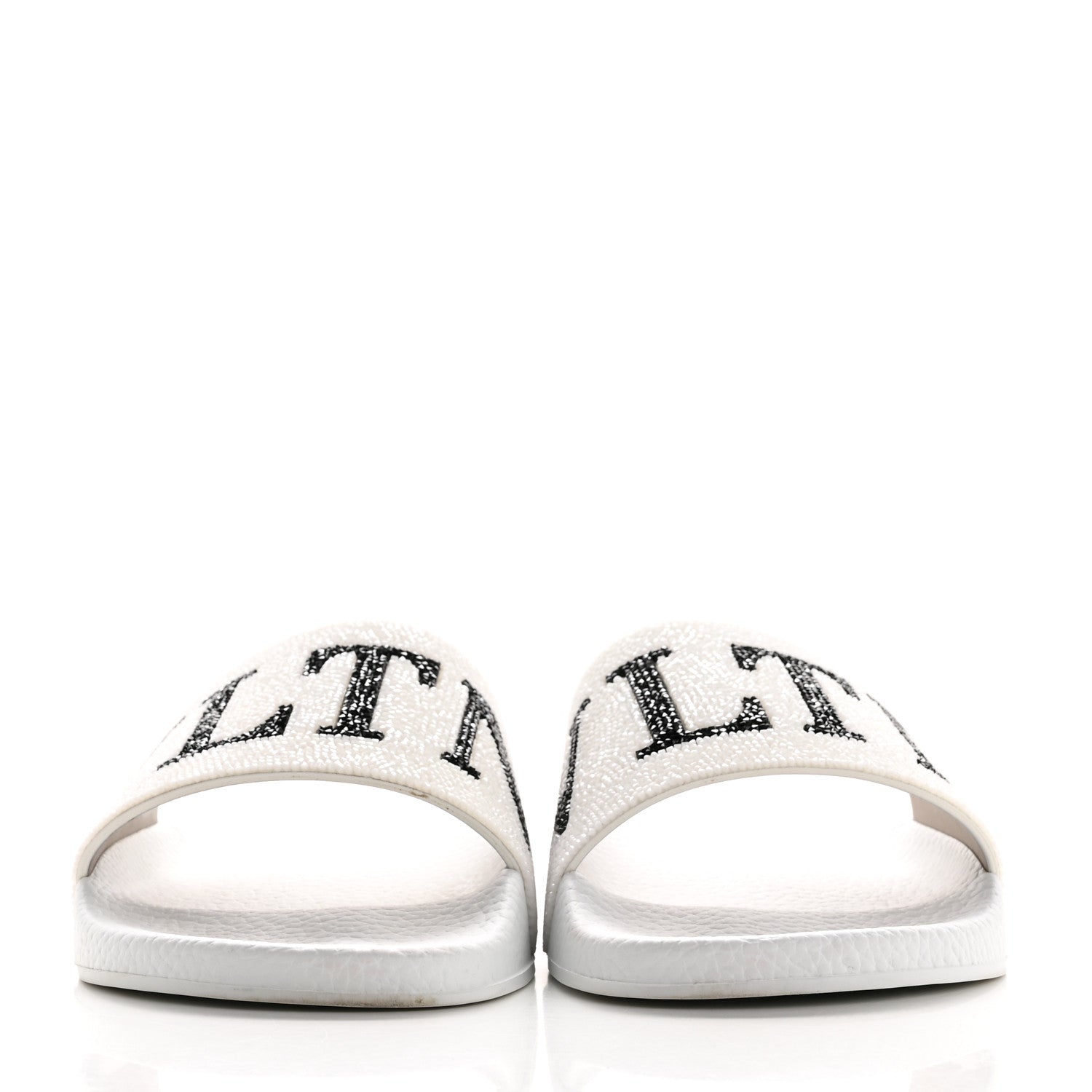 Valentino Garavani Rubber Swarovski VLTN Pool Slide Sandals 39 White 3 of 9