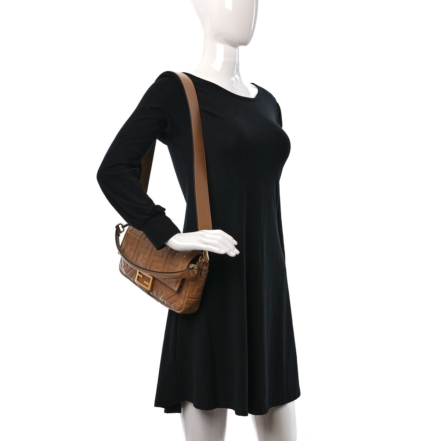 Nappa FF 1974 Embossed Baguette Miele Scuro