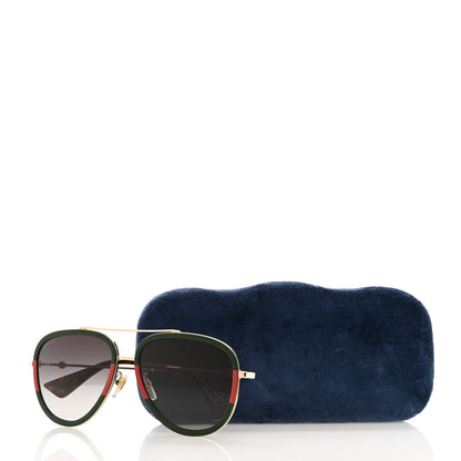 Gucci Web Aviator Sunglasses GG0062S Green Red 7 of 7