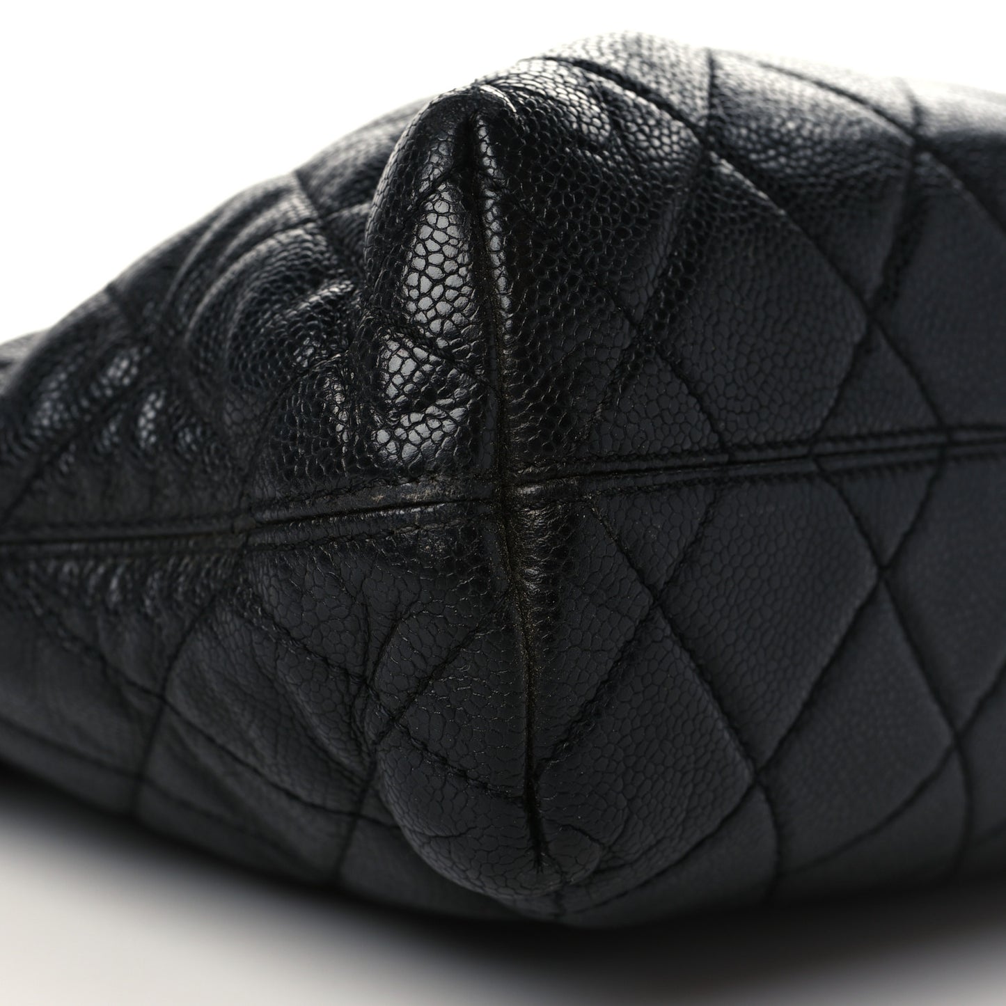 Caviar Quilted CC Shopping Tote Black