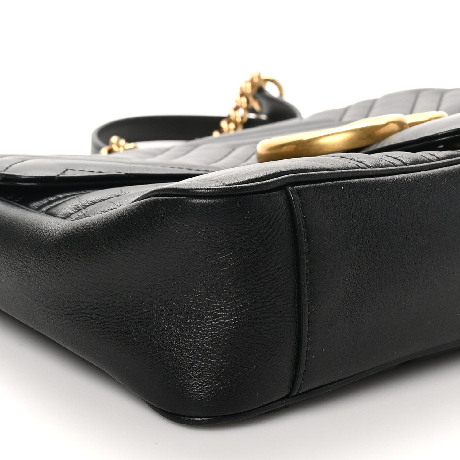 Gucci Calfskin Matelasse Medium GG Marmont Shoulder Bag Black 9 of 10