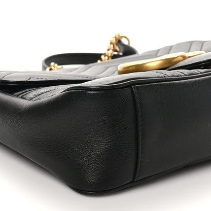 Gucci Calfskin Matelasse Medium GG Marmont Shoulder Bag Black 9 of 10