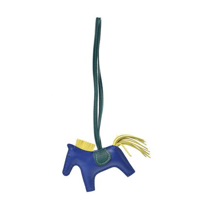 Hermes Milo Lambskin Grigri Rodeo Horse Bag Charm PM Bleu Electrique Lime Malachite 1 of 5