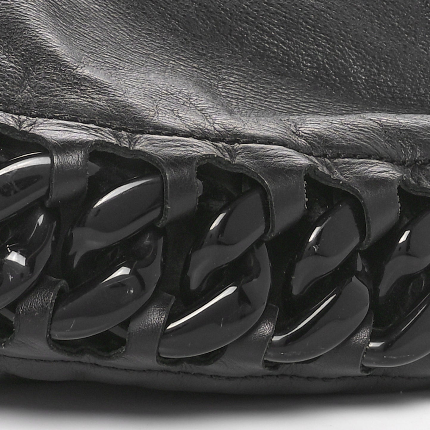 Calfskin Modern Chain Rhodoid Hobo Black