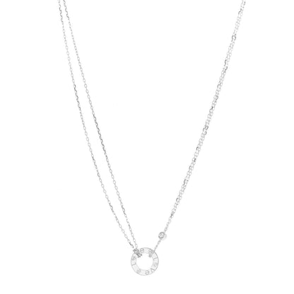Cartier 18K White Gold 2 Diamond LOVE Necklace 1 of 6