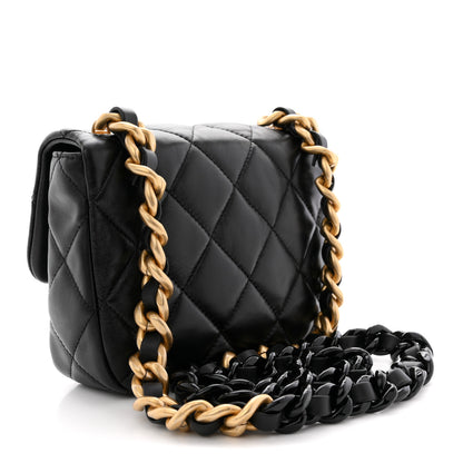 Chanel Lambskin Quilted Mini Lacquered Chain Flap Black 3 of 10