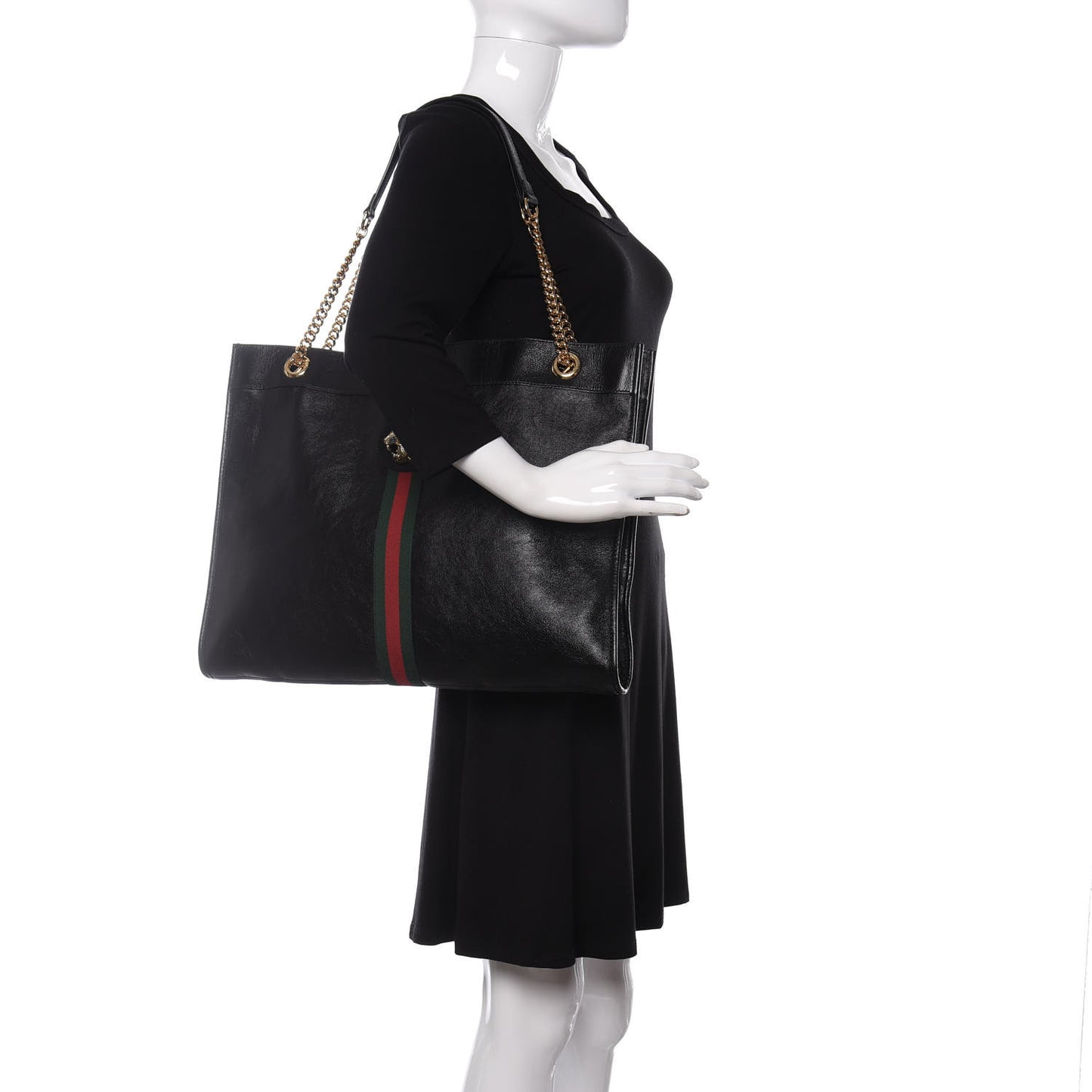 Calfskin Large Rajah Chain Tote Black