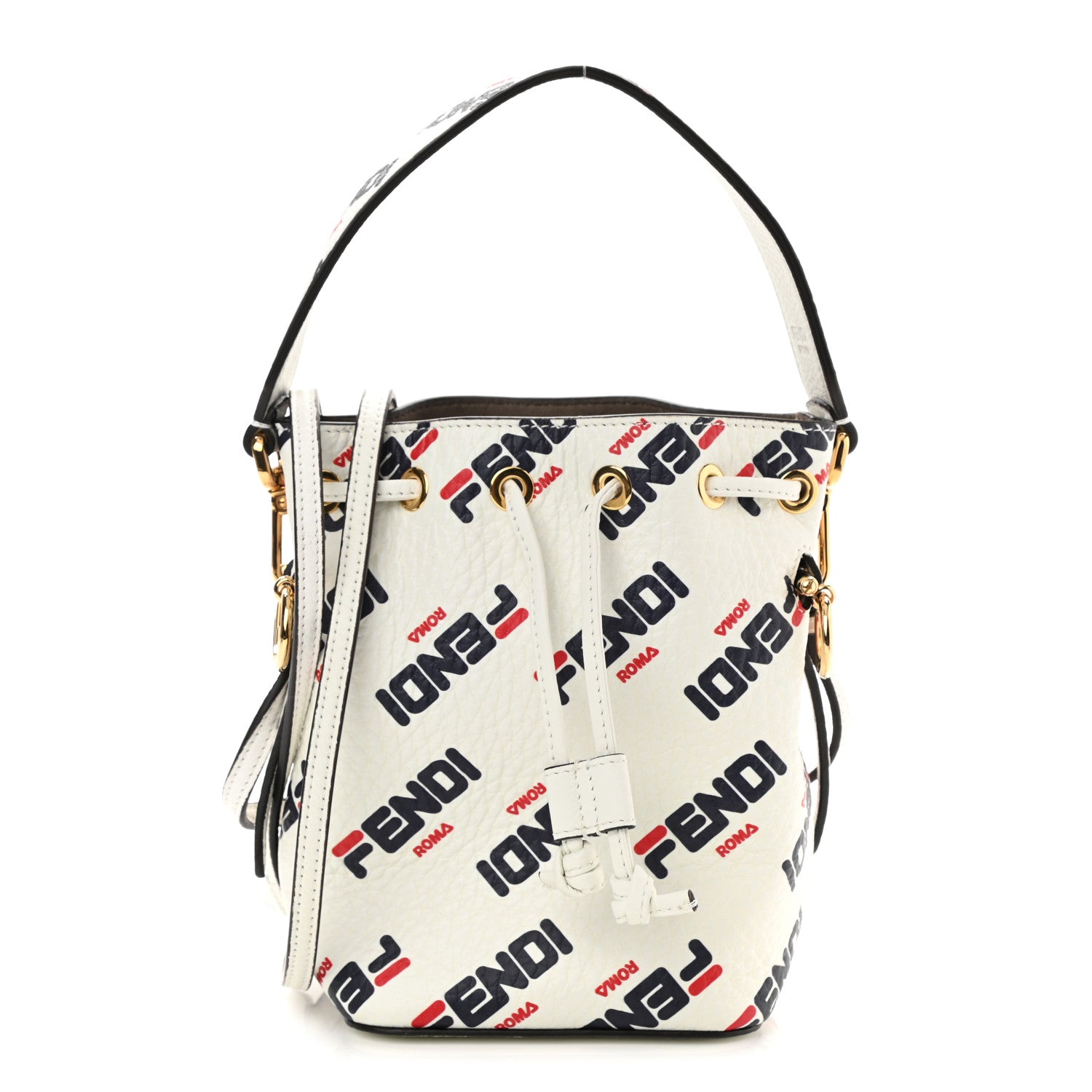 Fendi X FILA Vitello F is Fendi Mania Mini Mon Tresor Bucket Bag White 1 of 11