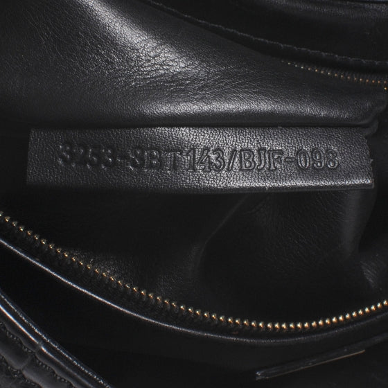 Calfskin Crocodile Embossed Maxi Baguette Black