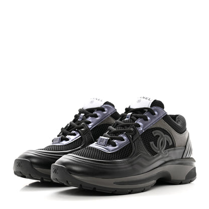 Chanel Fabric Laminated Calfskin Stretch CC Womens Sneakers 41 Black 3 of 9