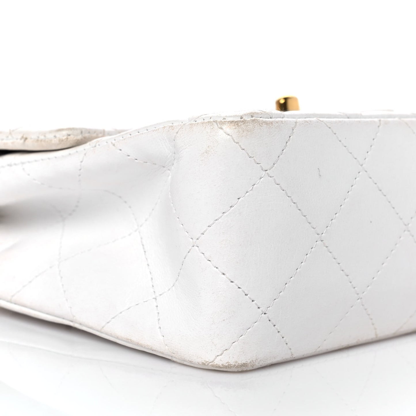 Lambskin Quilted Mini Square Flap White