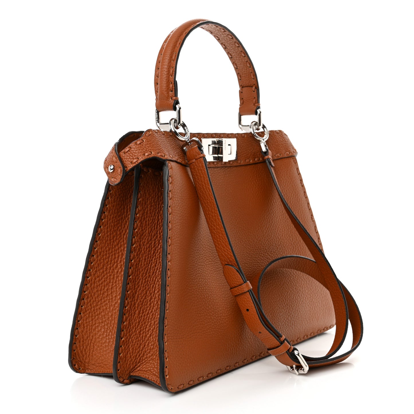 Cuoio Roma Sellerissima Nappa Sintetica Tape Stitch Medium Peekaboo I SEE U Satchel Brandy
