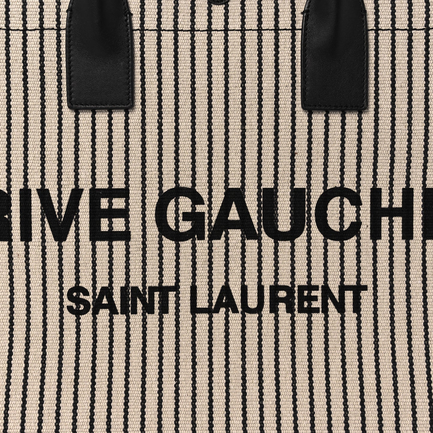 Embroidered Cotton Linen Rive Gauche Noe Tote Natural Black