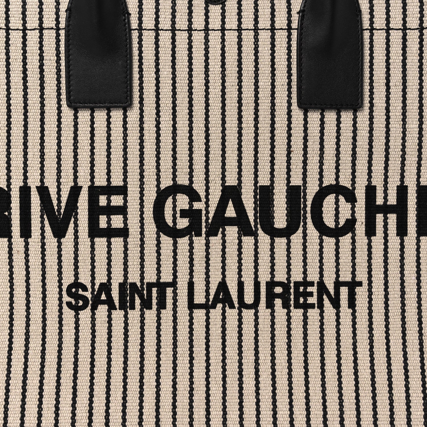 Saint Laurent Embroidered Cotton Linen Rive Gauche Noe Tote Natural Black 8 of 10