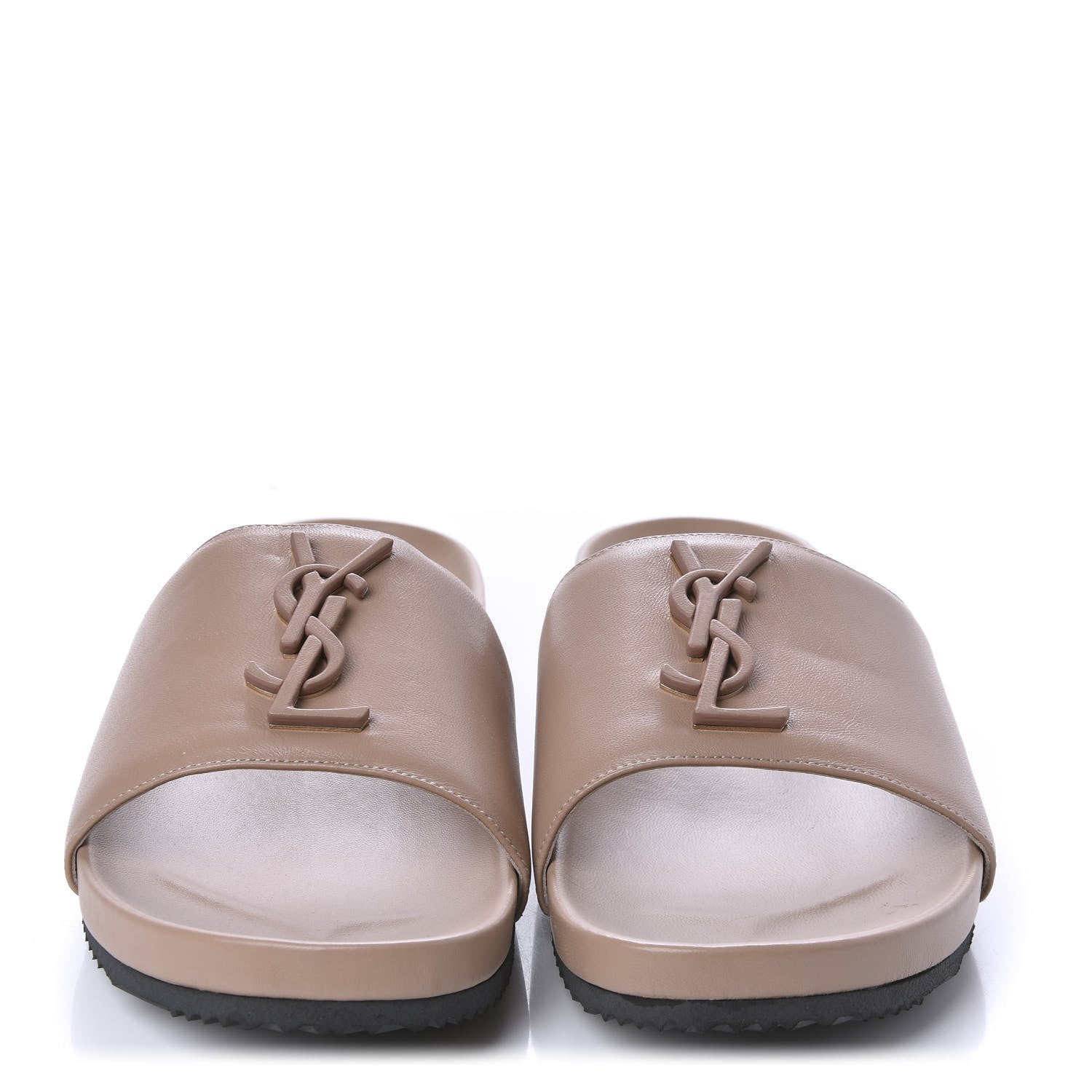 Saint Laurent Lambskin Joan Slide Sandals 38.5 Nude 2 of 10
