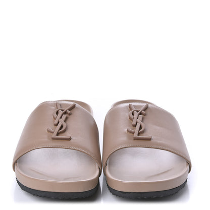 Saint Laurent Lambskin Joan Slide Sandals 38.5 Nude 2 of 10
