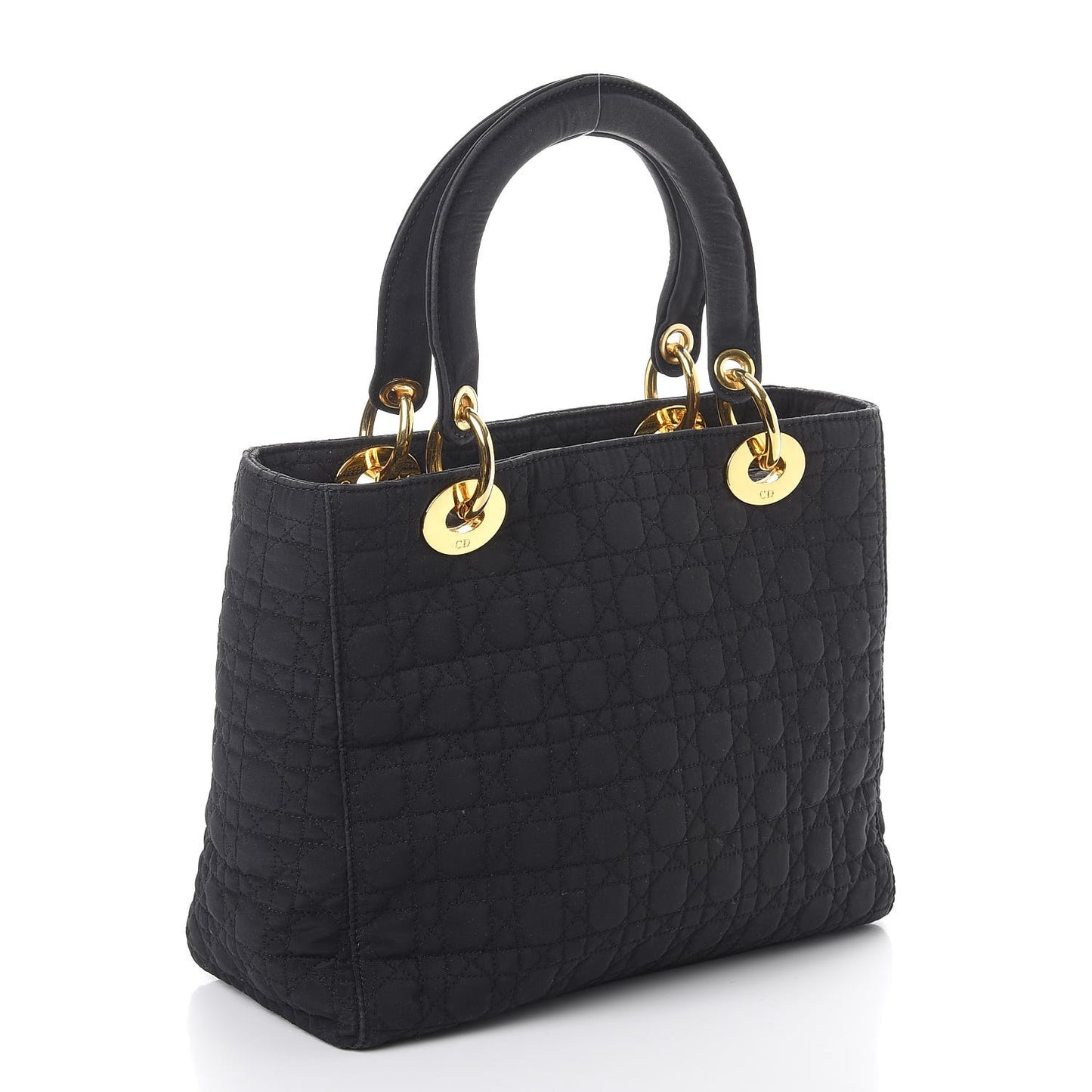 Nylon Cannage Medium Lady Dior Black