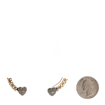 Christian Dior Metal Crystal J'Adior Heart Earrings Aged Gold 2 of 4