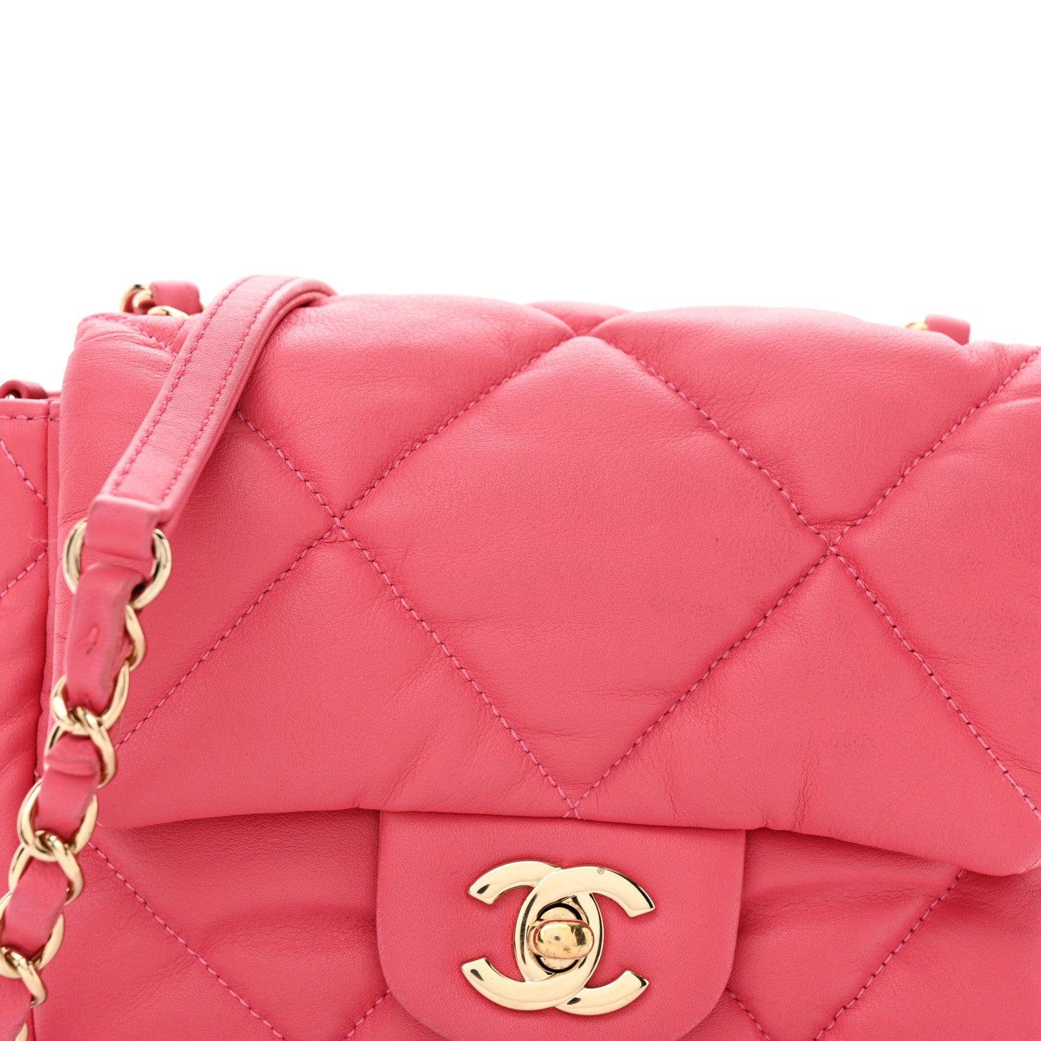 Chanel Calfskin Quilted Mini Square Bubbly Flap Pink 8 of 10
