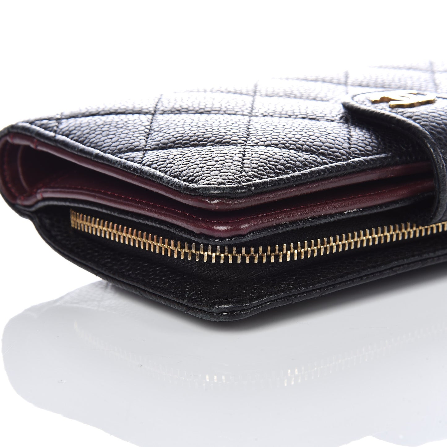 Caviar Quilted Zipped Pocket Wallet Black