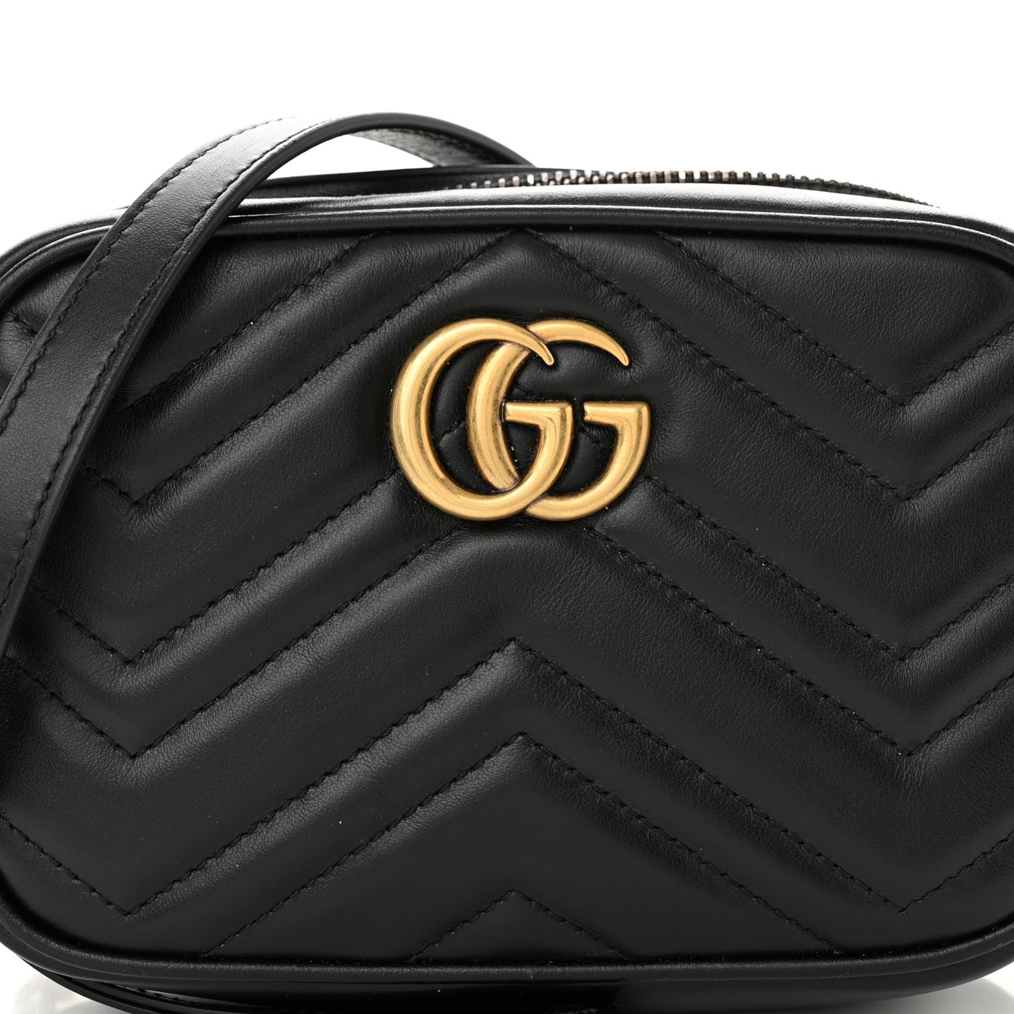 Calfskin Matelasse Mini GG Marmont Chain Shoulder Bag Black