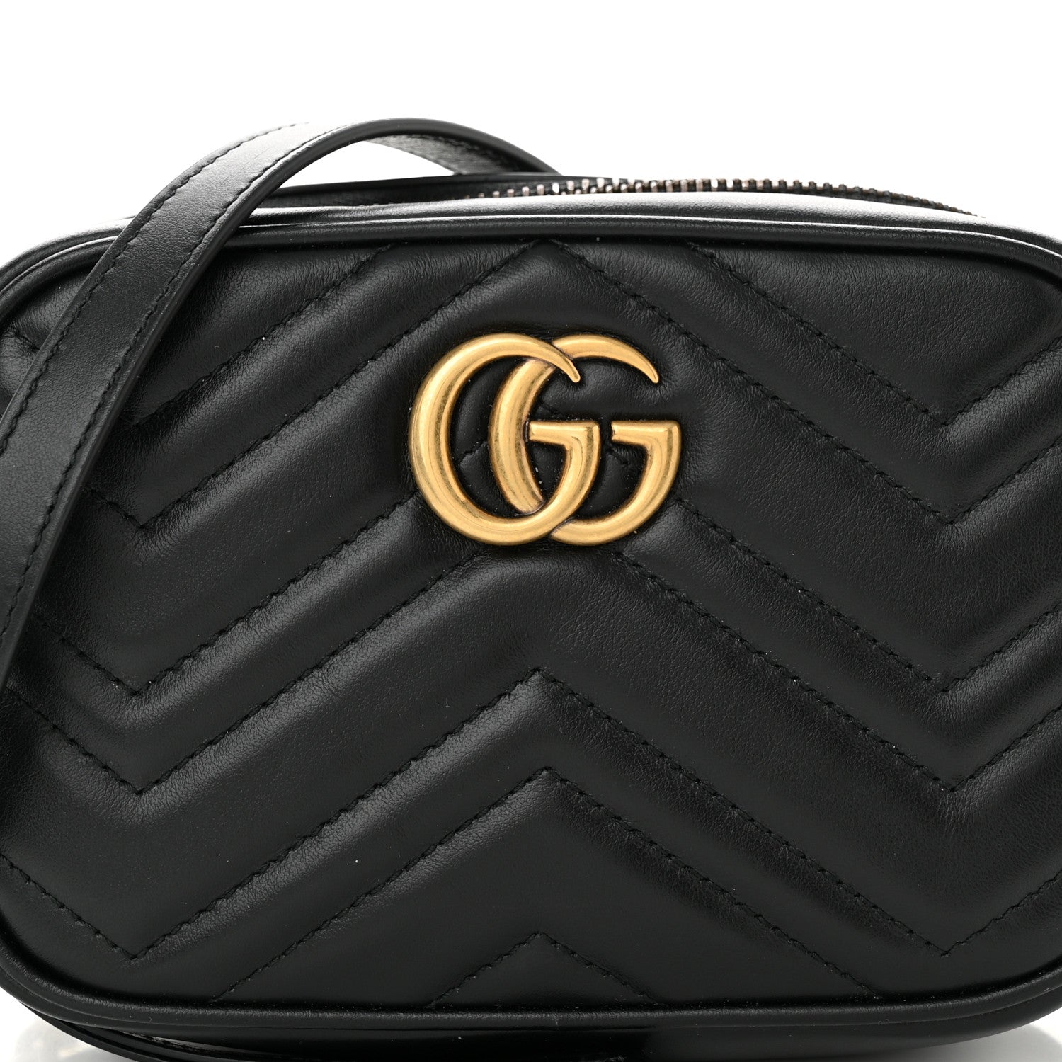 Gucci Calfskin Matelasse Mini GG Marmont Chain Shoulder Bag Black 8 of 10