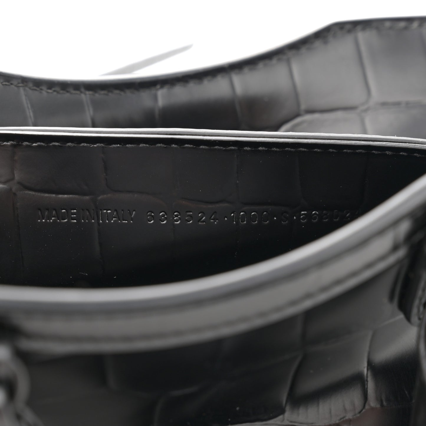 Semi Shiny Calfskin Crocodile Embossed Neo Classic Black Hardware Mini City Black