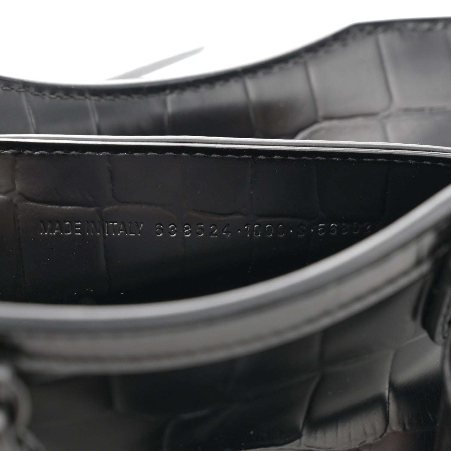Balenciaga Semi Shiny Calfskin Crocodile Embossed Neo Classic Black Hardware Mini City Black 7 of 12