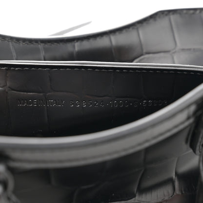 Balenciaga Semi Shiny Calfskin Crocodile Embossed Neo Classic Black Hardware Mini City Black 7 of 12