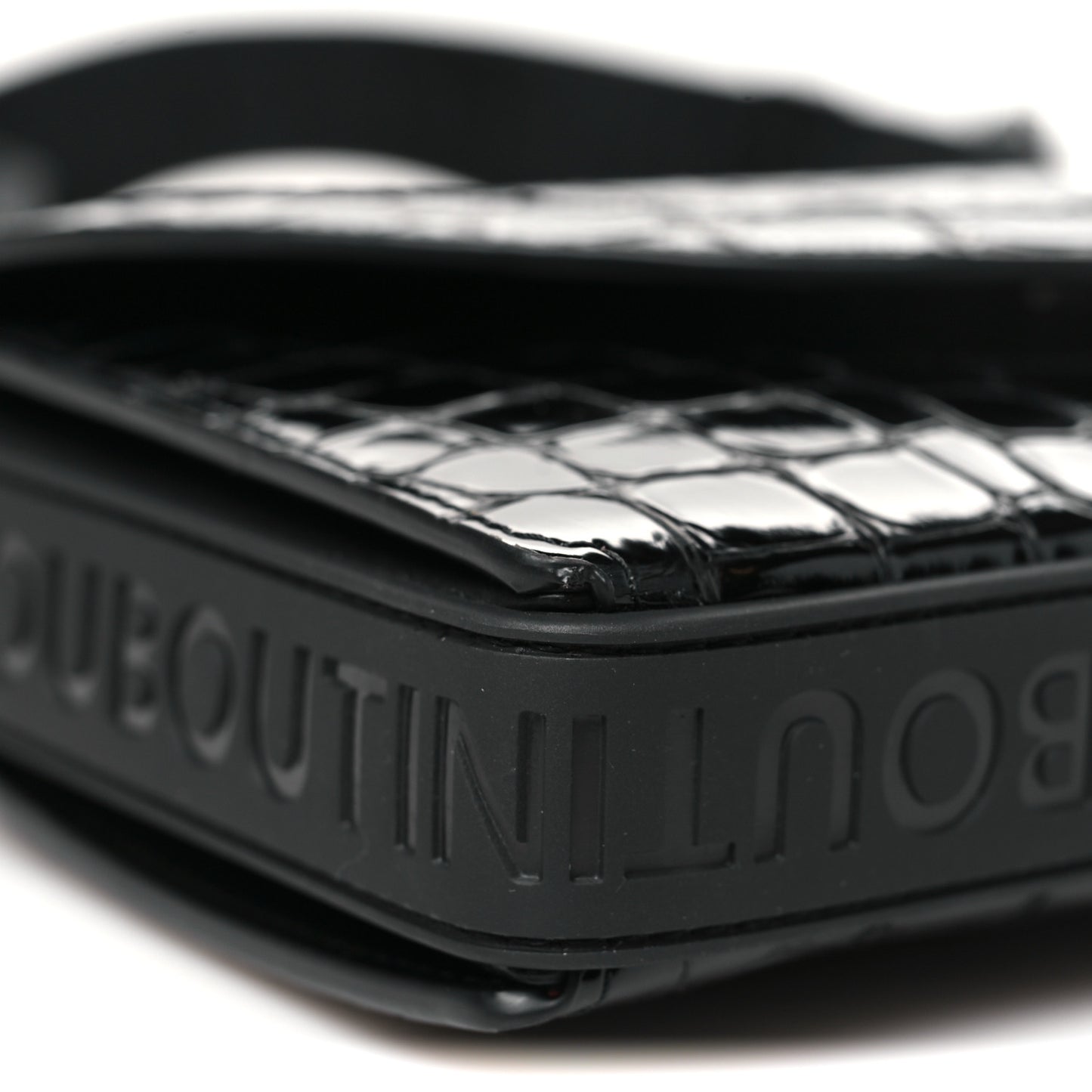 Calfskin Embossed Crocodile Loubi54 Explorafunk Crossbody Bag Black