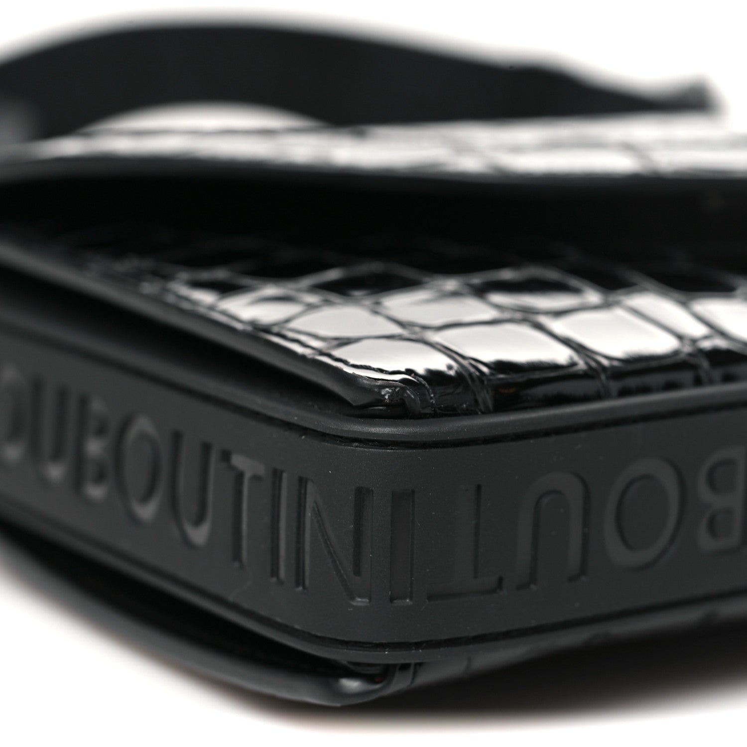 Christian Louboutin Calfskin Embossed Crocodile Loubi54 Explorafunk Crossbody Bag Black 8 of 9