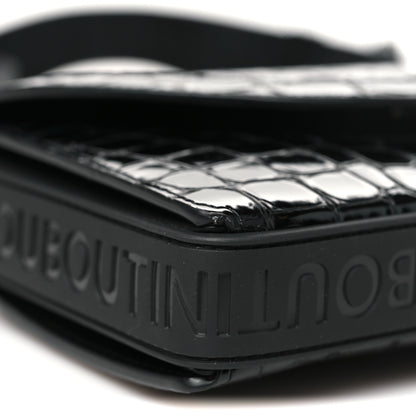 Christian Louboutin Calfskin Embossed Crocodile Loubi54 Explorafunk Crossbody Bag Black 8 of 9